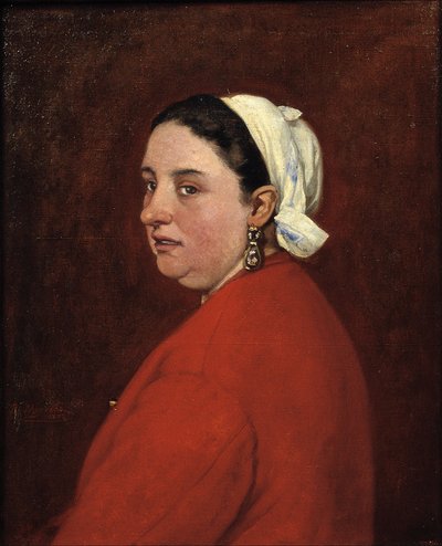 Portrait of Senyora Anita with Red Dress by Benet Mercadé